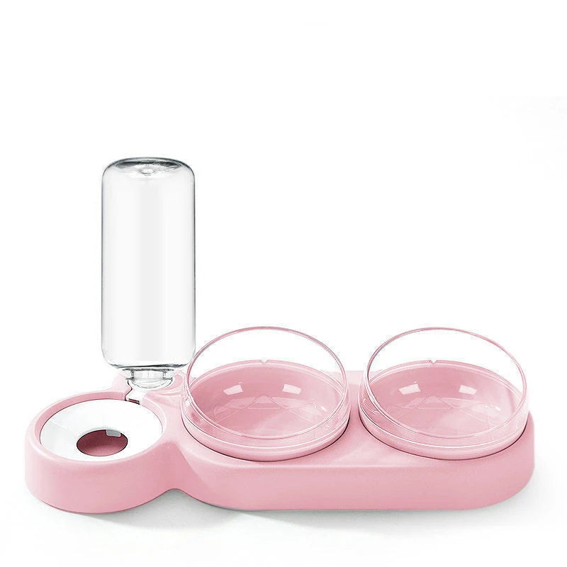 Cat Food Bowl Pet Dog Automatic Feeder With Water Dispenser Drinking For Cat Dog Double Bowl Raised Stand Dish 3 in 1