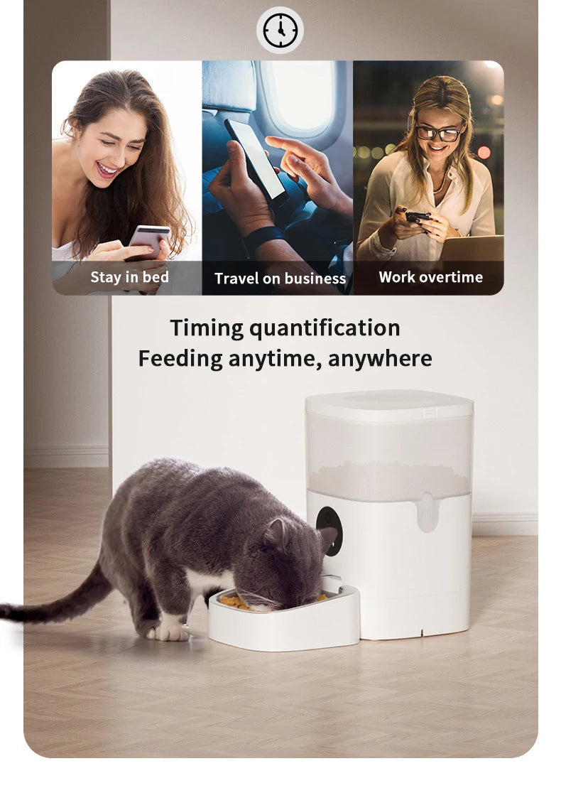 6L Intelligent Pet Feeder with WiFi Smart Automatic Cat Dog Food Water Dispenser ABS Stainless Steel Material Includes Cam-era
