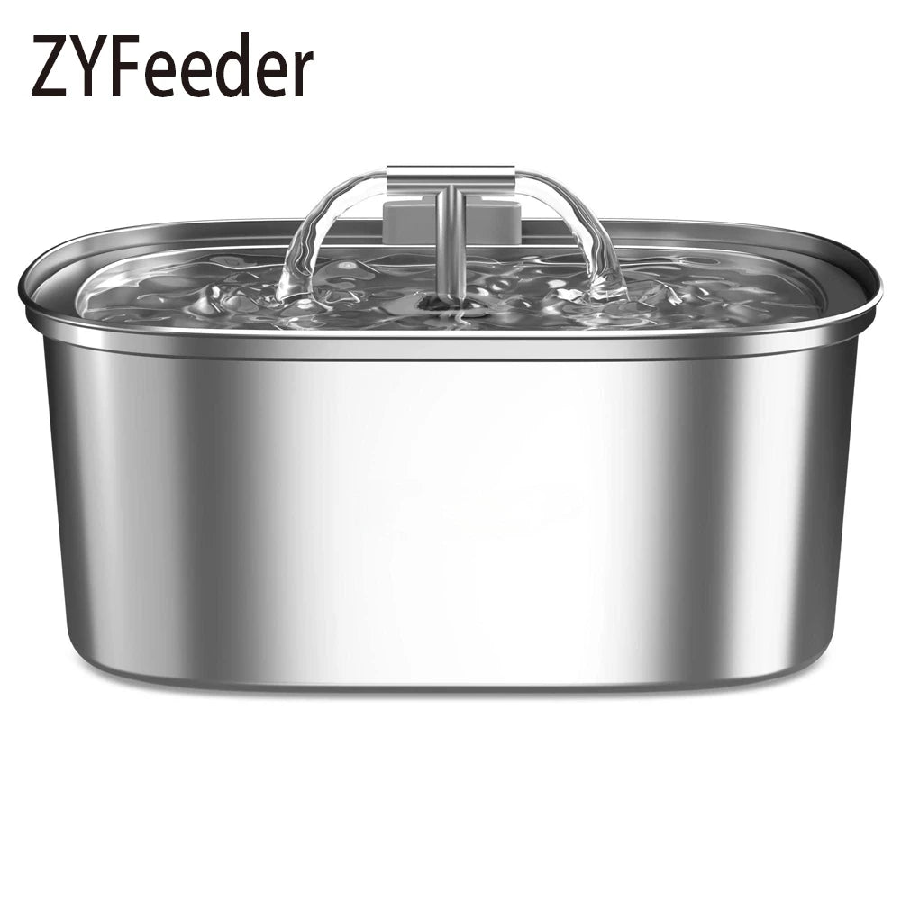 3.2L/108oz Automatic Cat Water Fountain Stainless Steel Square Dual Outlet Pet Water Feeder Cat and Dog Water Fountain Silent
