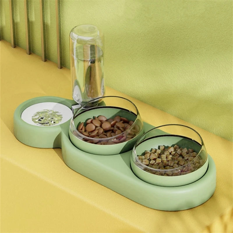 Cat Food Bowl Pet Dog Automatic Feeder With Water Dispenser Drinking For Cat Dog Double Bowl Raised Stand Dish 3 in 1