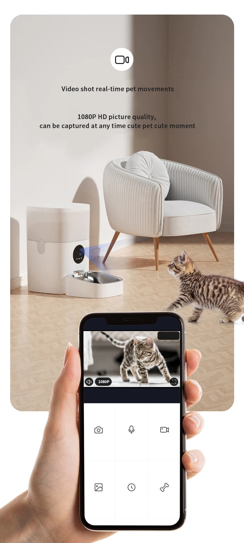 6L Intelligent Pet Feeder with WiFi Smart Automatic Cat Dog Food Water Dispenser ABS Stainless Steel Material Includes Cam-era
