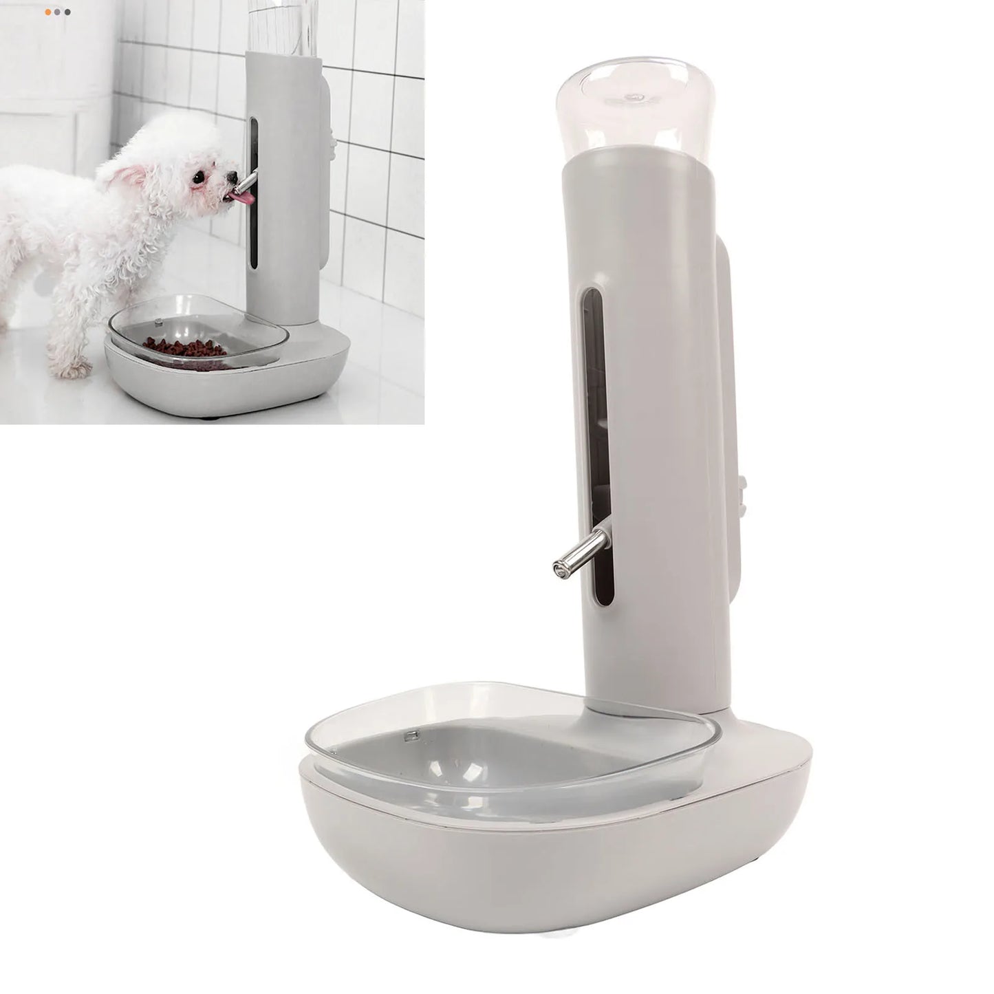 Pet Standing Water Dispenser Bowl, Automatic, Detachable, Pet Drinking Feeder for Dogs and Cats, 680ml