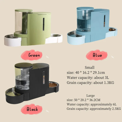 Pet Water Fountain and Automatic Feeder - 2-in-1 Food and Water Dispenser for Cats and Dogs