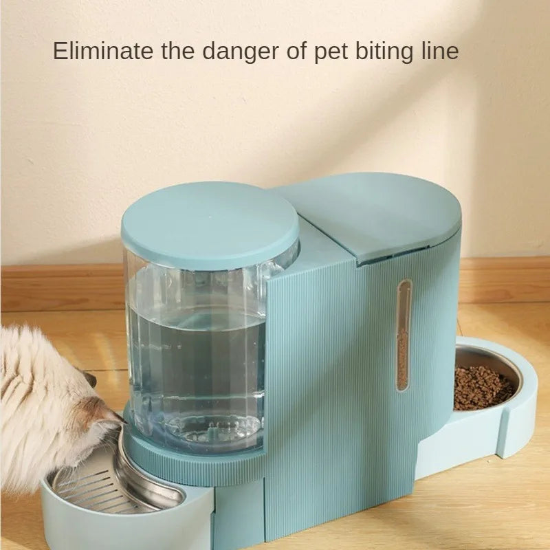 Pet Water Fountain and Automatic Feeder - 2-in-1 Food and Water Dispenser for Cats and Dogs