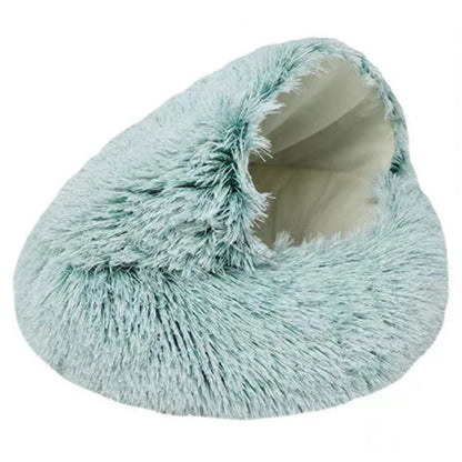 Fluffy Calming Pet Bed with Hooded Cover