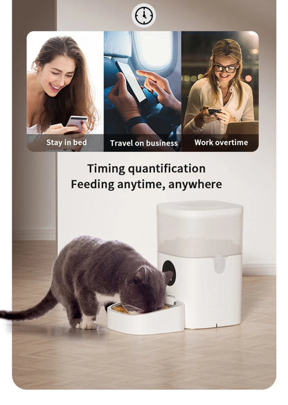 6L Intelligent Pet Feeder with WiFi Smart Automatic Cat Dog Food Water Dispenser ABS Stainless Steel Material Includes Cam-era