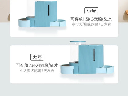 Pet Water Fountain and Automatic Feeder - 2-in-1 Food and Water Dispenser for Cats and Dogs