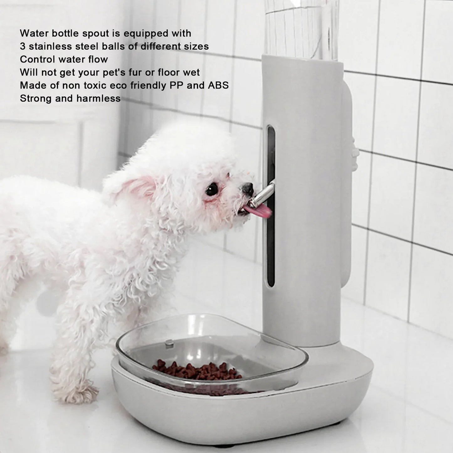 Pet Standing Water Dispenser Bowl, Automatic, Detachable, Pet Drinking Feeder for Dogs and Cats, 680ml