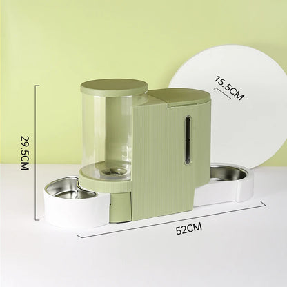 Pet Water Fountain and Automatic Feeder - 2-in-1 Food and Water Dispenser for Cats and Dogs