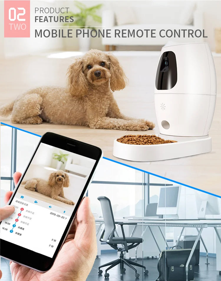 Smart Automatic Dog Camera Treat Dispenser, Pet Feeder with Camera, Remote Control App, Wi-Fi
