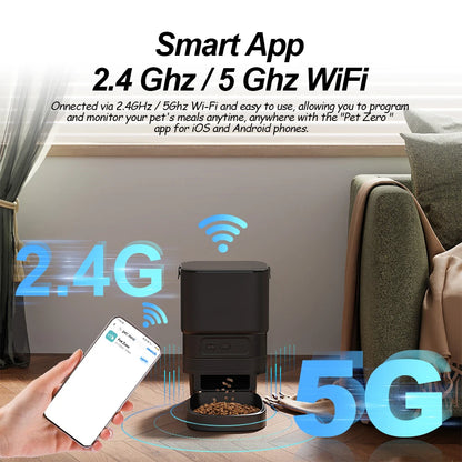 Automatic Feeder for Cat Dog 5G WiFi Smart Cat Feeder Feed Time Setting for Pets Dogs Cats Food Automatic Dispenser Bowl Furpipi