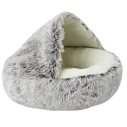 Fluffy Calming Pet Bed with Hooded Cover