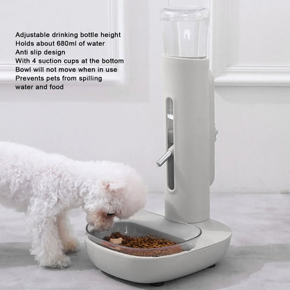 Pet Standing Water Dispenser Bowl, Automatic, Detachable, Pet Drinking Feeder for Dogs and Cats, 680ml