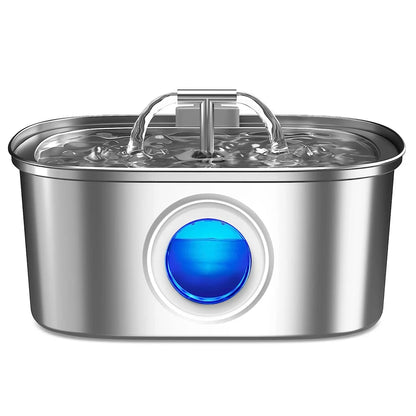 3.2L/108oz Automatic Cat Water Fountain Stainless Steel Square Dual Outlet Pet Water Feeder Cat and Dog Water Fountain Silent