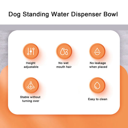 Pet Standing Water Dispenser Bowl, Automatic, Detachable, Pet Drinking Feeder for Dogs and Cats, 680ml