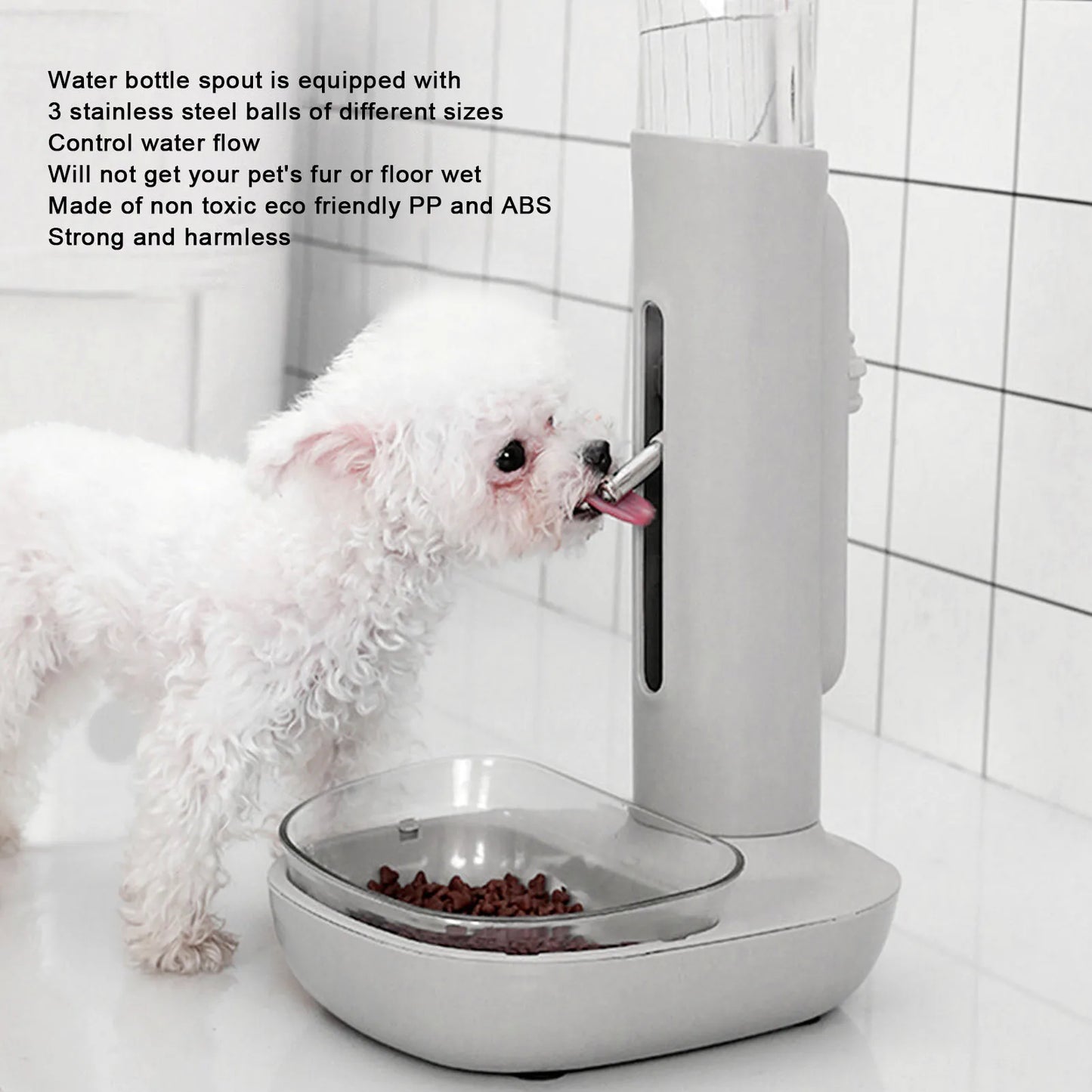 Pet Standing Water Dispenser Bowl, Automatic, Detachable, Pet Drinking Feeder for Dogs and Cats, 680ml