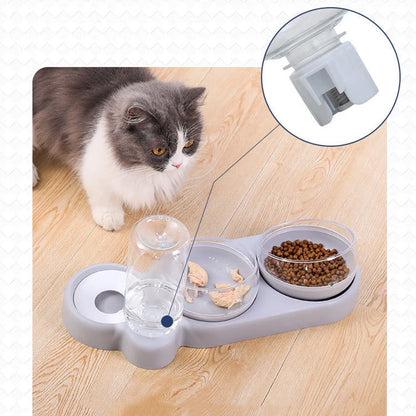 Cat Food Bowl Pet Dog Automatic Feeder With Water Dispenser Drinking For Cat Dog Double Bowl Raised Stand Dish 3 in 1
