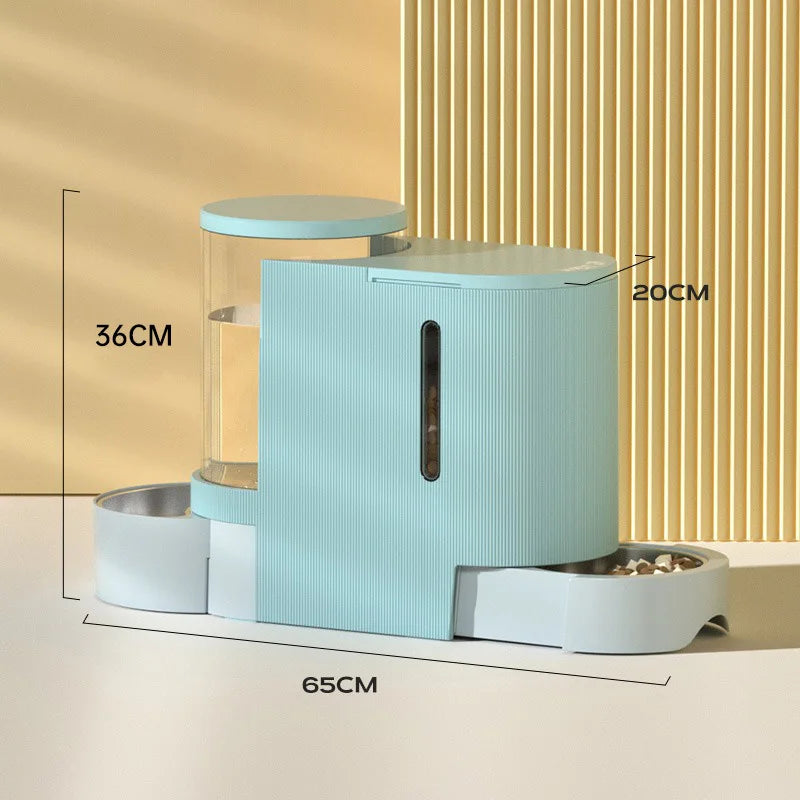 Pet Water Fountain and Automatic Feeder - 2-in-1 Food and Water Dispenser for Cats and Dogs