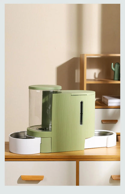 Pet Water Fountain and Automatic Feeder - 2-in-1 Food and Water Dispenser for Cats and Dogs