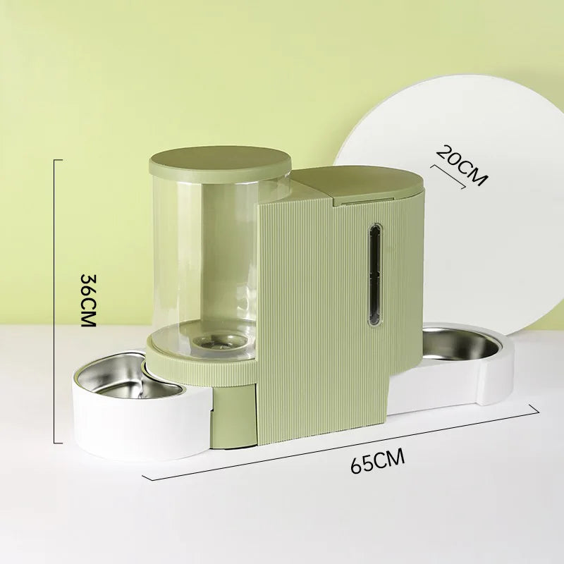 Pet Water Fountain and Automatic Feeder - 2-in-1 Food and Water Dispenser for Cats and Dogs