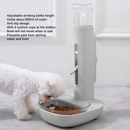 Pet Standing Water Dispenser Bowl, Automatic, Detachable, Pet Drinking Feeder for Dogs and Cats, 680ml