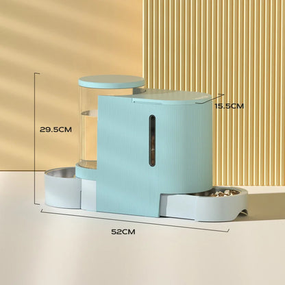 Pet Water Fountain and Automatic Feeder - 2-in-1 Food and Water Dispenser for Cats and Dogs